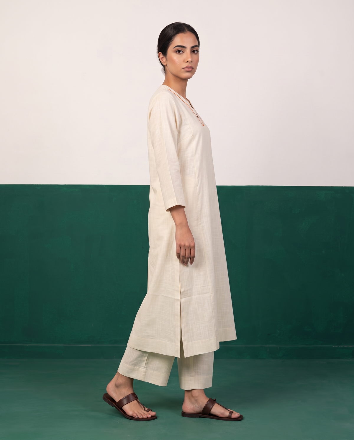 Ivory Straight Kurta & Pants Set