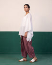 Ivory Mul Cotton Tunic & Mauve Dhoti Pants Set
