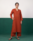 Rust Straight Kurta & Pants Set