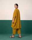 Mustard Floral Buti Kaftan Tunic & Wide-Leg Pants Co-ord Set