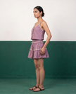 Mauve Cotton Camisole & Tiered Mini Skirt Set