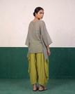 Sage Sheer Cotton Kaftan Top & Citron Dhoti Pants Set