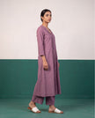 Mauve Pleated Pure Cotton Kurta Set