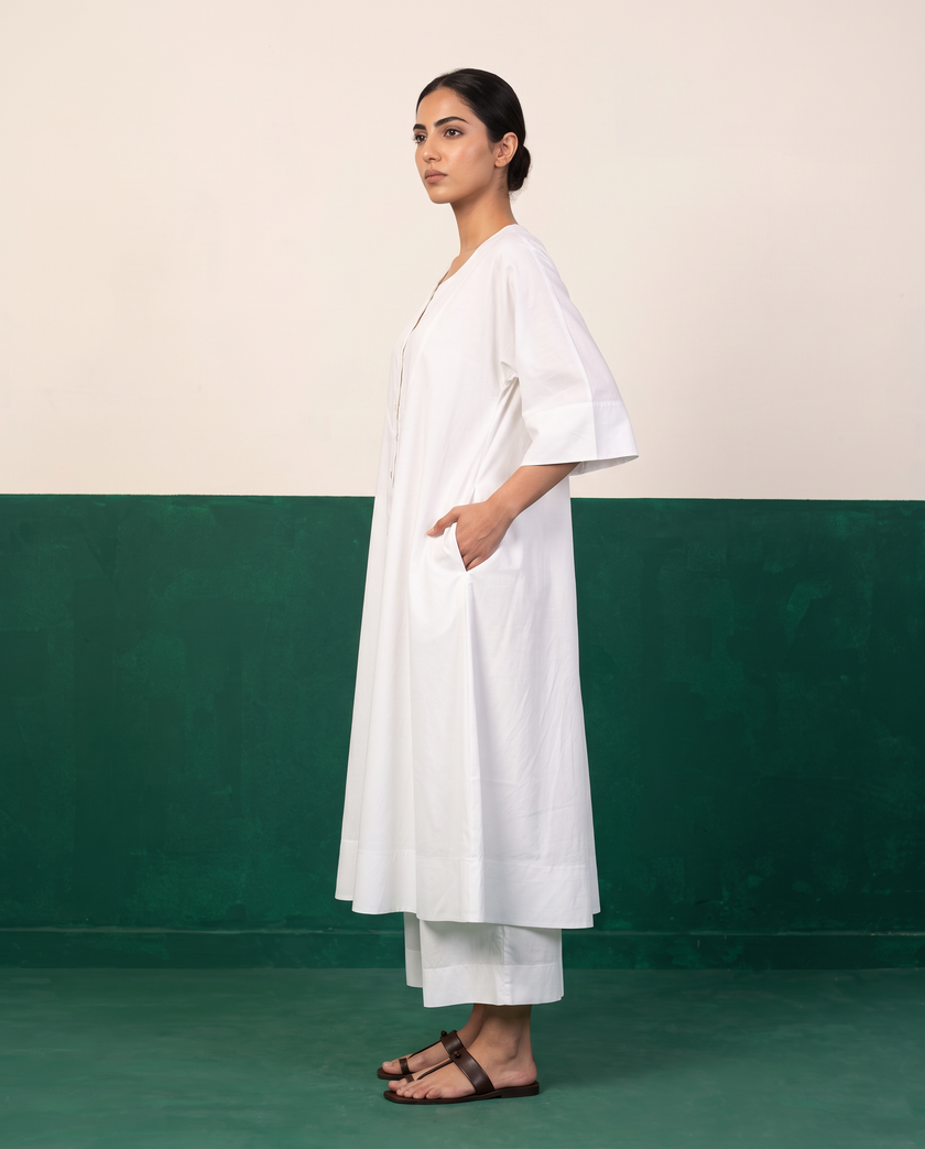 White Cotton Kurta Set