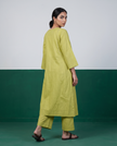 Lime Green Cotton Kurta & Wide-Leg Pants Set