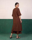 Chestnut Brown Button-Down A-Line Kurta & Wide-Leg Culotte Co-ord Set