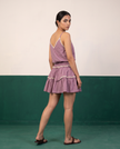 Mauve Cotton Camisole & Tiered Mini Skirt Set