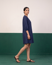 Navy Button-Down Cotton Dress