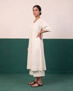 Ivory Cotton Button-Down Kurta & Culotte Set