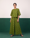Green Printed Scalloped Top & Palazzo Set