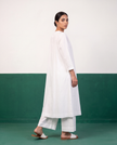 White Pleated Pure Cotton Kurta Set