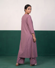 Mauve Pleated Pure Cotton Kurta Set