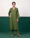 Moss Green Straight Kurta & Pants Set