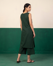 Forest Green Cotton Sleeveless Kurta & Culotte Set