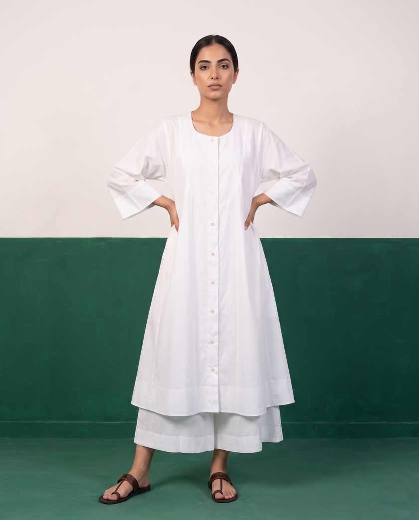 White Cotton Kurta Set