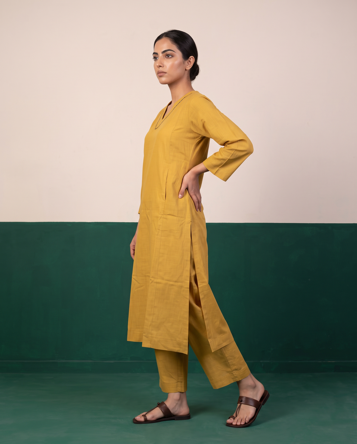 Mustard Yellow Straight Kurta & Pants Set