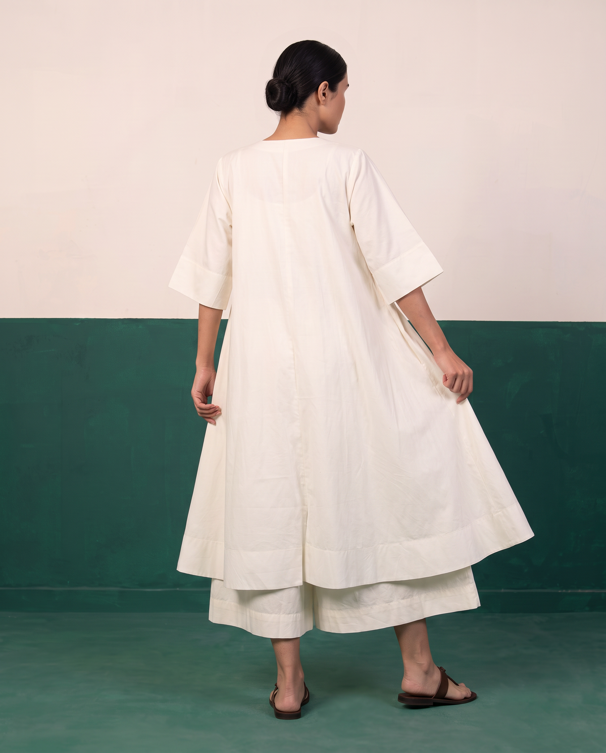 Ivory Cotton Button-Down Kurta & Culotte Set