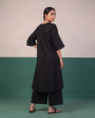 Black Button-Down A-Line Kurta & Wide-Leg Pants Co-ord Set