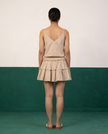Sand Beige Cotton Camisole & Tiered Mini Skirt Set