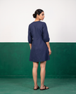 Navy Button-Down Cotton Dress