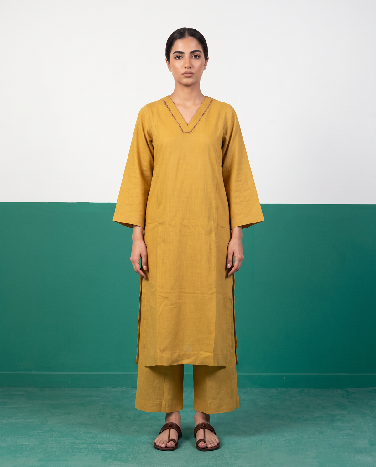 Mustard Yellow Straight Kurta & Pants Set