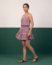 Mauve Cotton Camisole & Tiered Mini Skirt Set