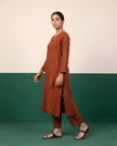 Rust Straight Kurta & Pants Set