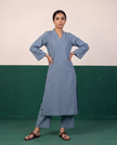 Slate Blue Straight Kurta & Pants Set