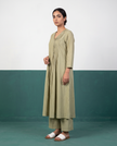 Sage Green Pleated Pure Cotton Kurta Set