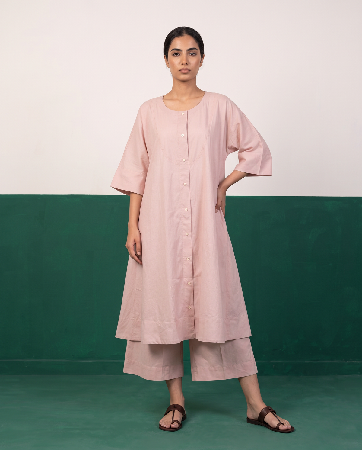 Blush Pink Cotton Kurta Set