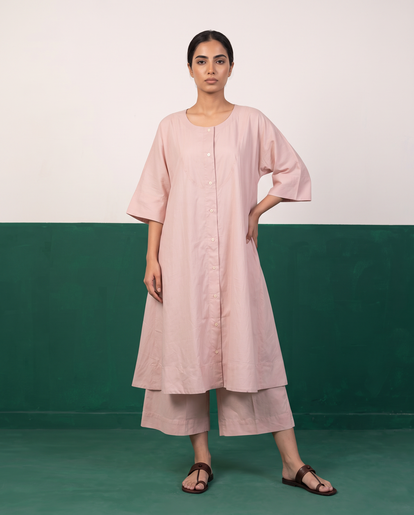 Blush Pink Cotton Kurta Set
