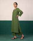 Moss Green Straight Kurta & Pants Set
