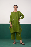 Green Printed Cocoon Kurta & Pants Set