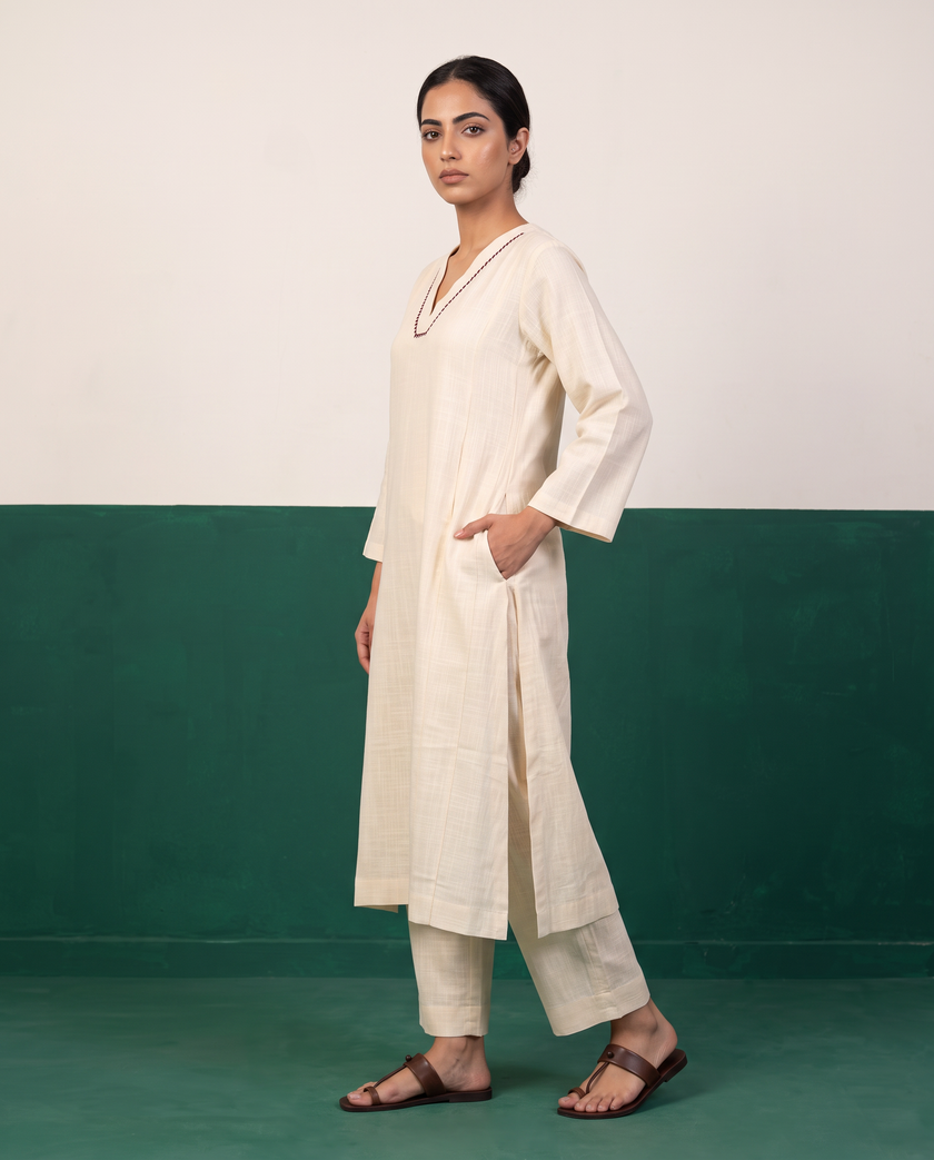 Ivory Straight Kurta & Pants Set