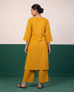 Mustard Yellow Cotton Kurta & Wide-Leg Pants Set