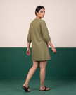 Olive Green Button-Down Cotton Dress