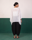 White Sheer Cotton Kaftan Top & Black Draped Skirt Set