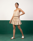 Sand Beige Cotton Camisole & Tiered Mini Skirt Set