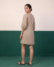 Sand Beige Button-Down Cotton Dress