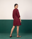Maroon Button-Down Cotton Dress