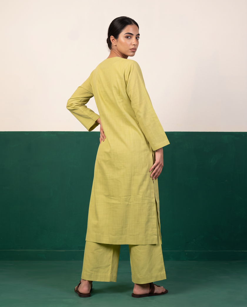 Lime Green Straight Kurta & Pants Set