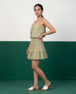 Sage Green Cotton Camisole & Tiered Mini Skirt Set
