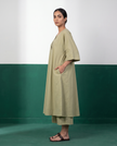 Sage Green Button-Down A-Line Kurta & Wide-Leg Culotte Co-ord Set