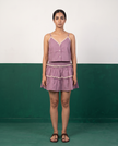 Mauve Cotton Camisole & Tiered Mini Skirt Set
