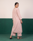 Blush Pink Notch-Neck Kurta & Wide-Leg Pants Co-ord Set