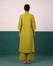 Olive Green Pleated Pure Cotton Kurta Set