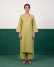 Lime Green Straight Kurta & Pants Set