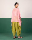 Pink Sheer Cotton Kaftan Top & Citron Dhoti Pants Set