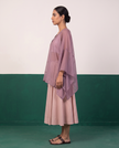 Sheer Mauve Kaftan Top & Blush Flared Midi Skirt Set