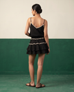 Black Cotton Camisole & Tiered Mini Skirt Set